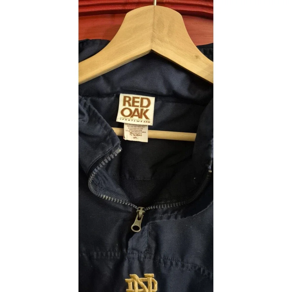 Vintage Red Oak Size XL Notre Dame Mens Pullover Jacket Navy Blue Embroidered